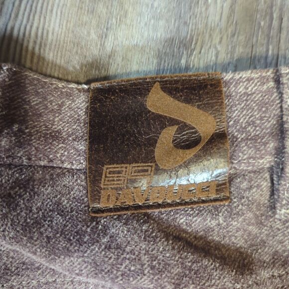 89 Davoucci Mens Loose Fit Heavy Duty Leather Jean Pant 34 X 34 Brown Vintage - Picture 13 of 16